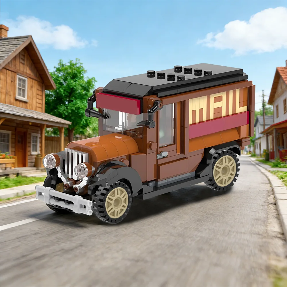 

Конструктор Gobricks MOC: Ретро-почтовый грузовик из серии Westworld, развивающая игрушка для сборки, подарок на день рождения для детей