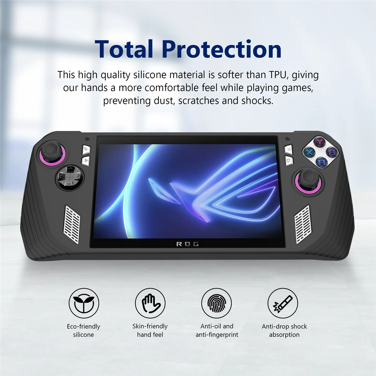 New Tech For Ally Custodia protettiva in silicone all-inclusive per console di gioco portatile Custodia protettiva antigoccia portatile, nera