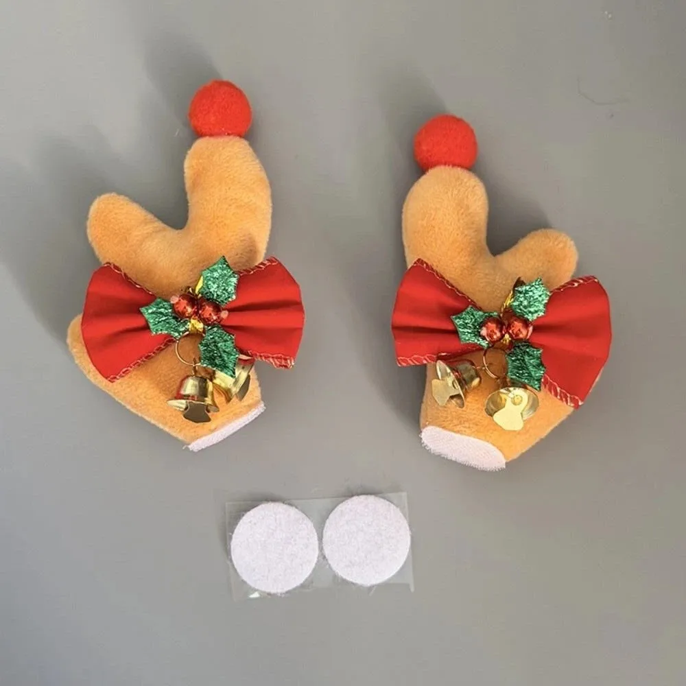 Creative Christmas Antlers Helmet Decor DIY Cute 3D Fur Antler Motorcycle Detachable Plush Embossing Motorcycle Helmet Antlers