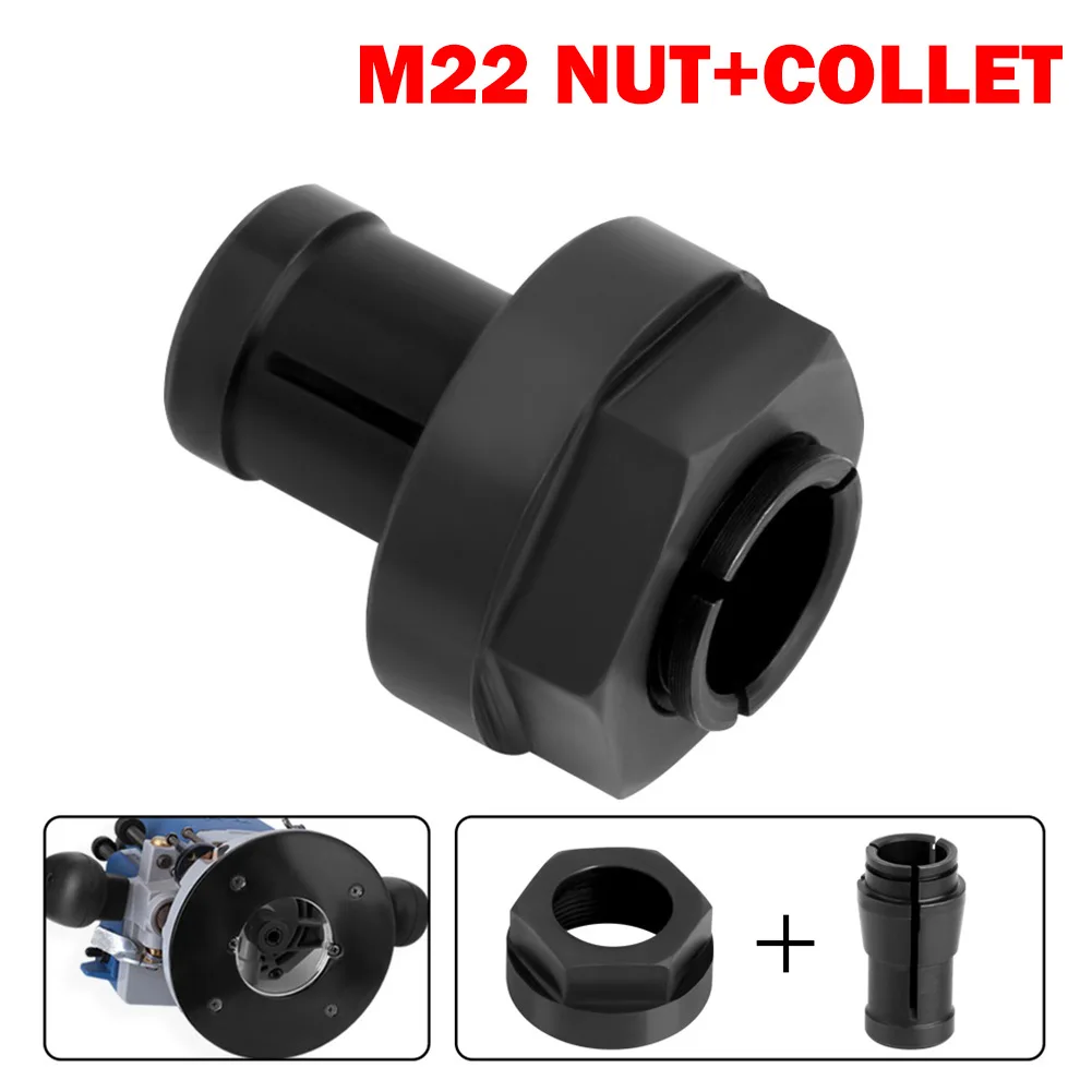 M22 12mm Collet Chuck Adapter With Nut Carbon Steel Engraving Machine Chuck Nut Electric Router Milling Cutter Accessories