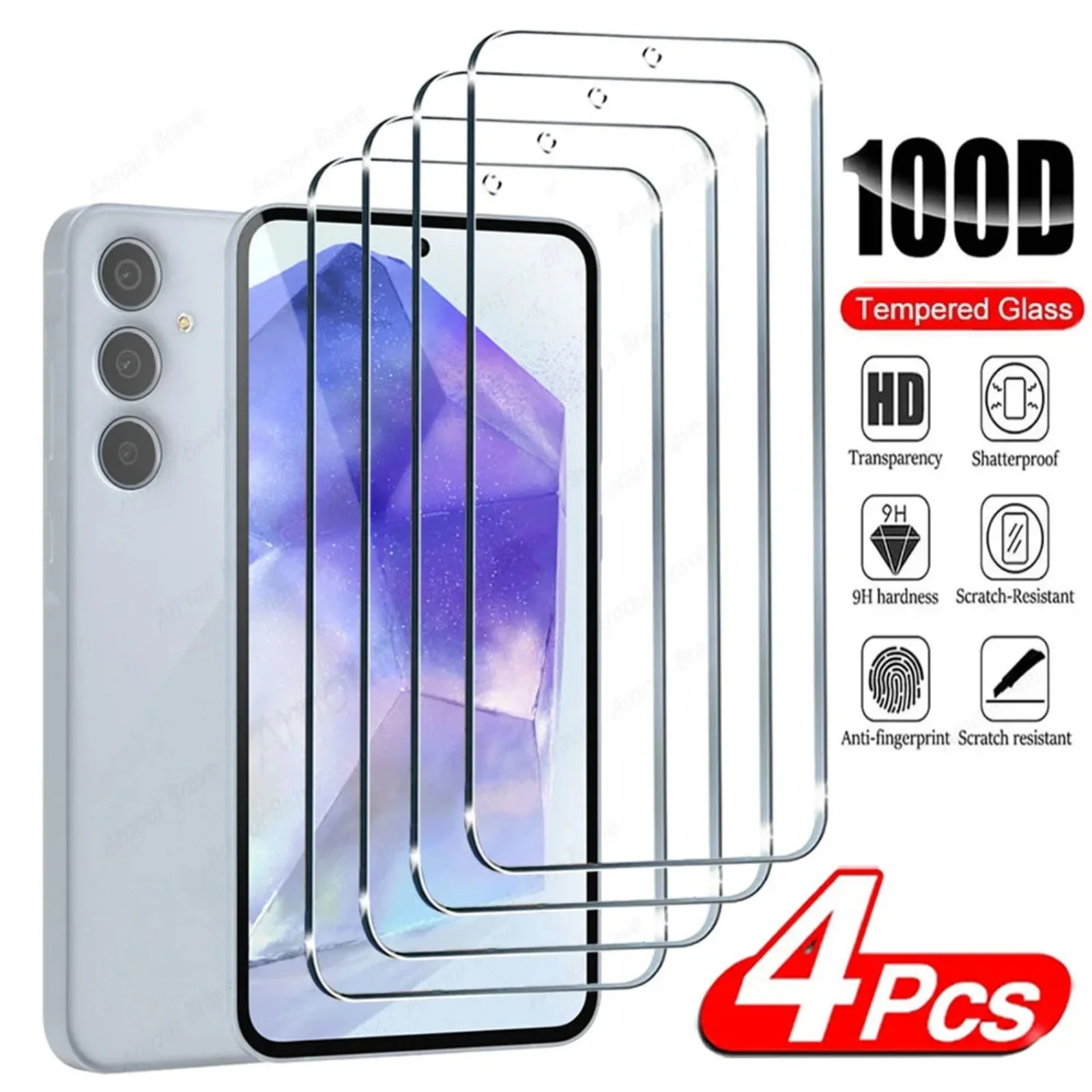

2/4Pcs 9H Screen Protector For Samsung Galaxy A35 A25 A15 A55 A16 5G Tempered Glass