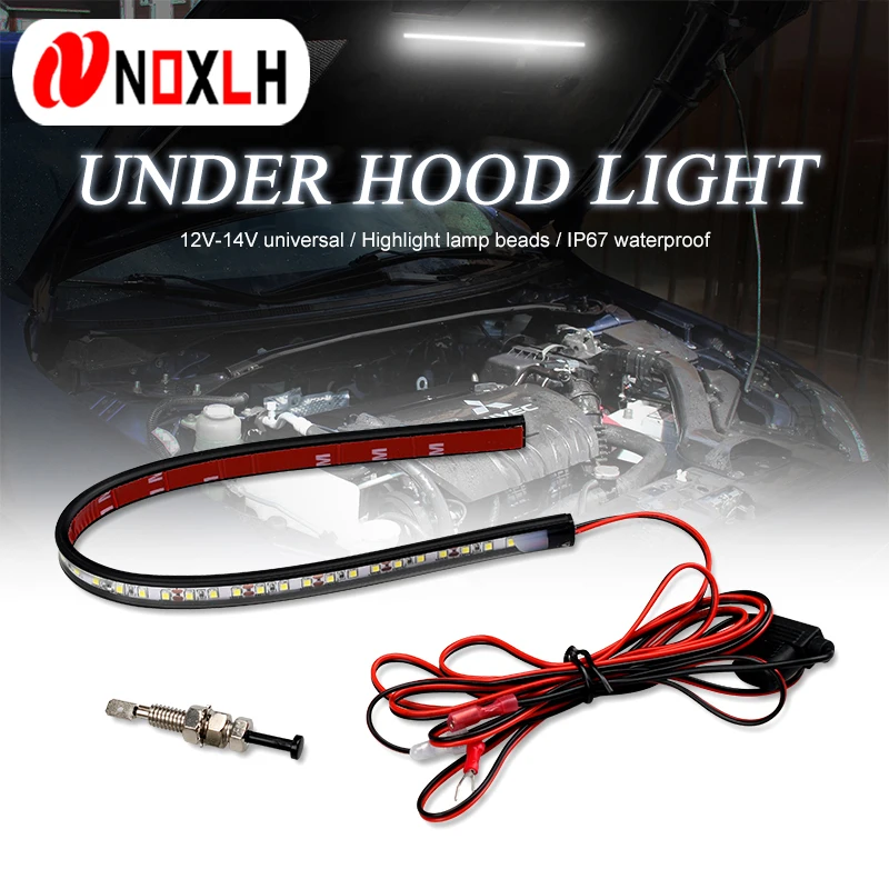 Bande lumineuse LED de voiture avec contrôle de l'interrupteur, éclairage de la lumière blanche, réparation universelle du moteur sous le capot, adaptée à tous les représentants de véhicules
