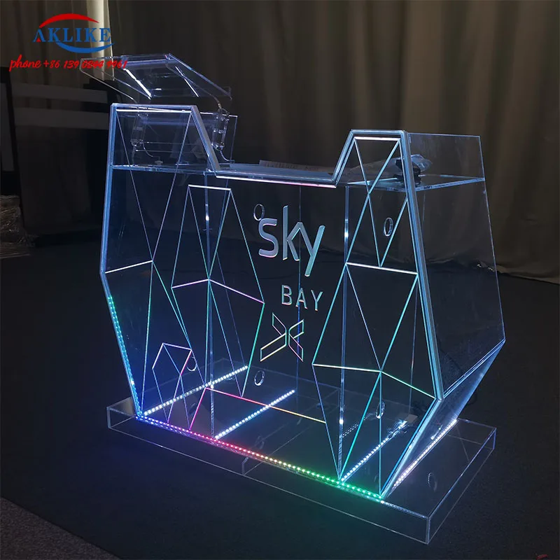 Bar Furniture LED Dj Table Display NightClub Booth Clear Acrylic Dj Table Djing Station With Computer Stand Free Shipping