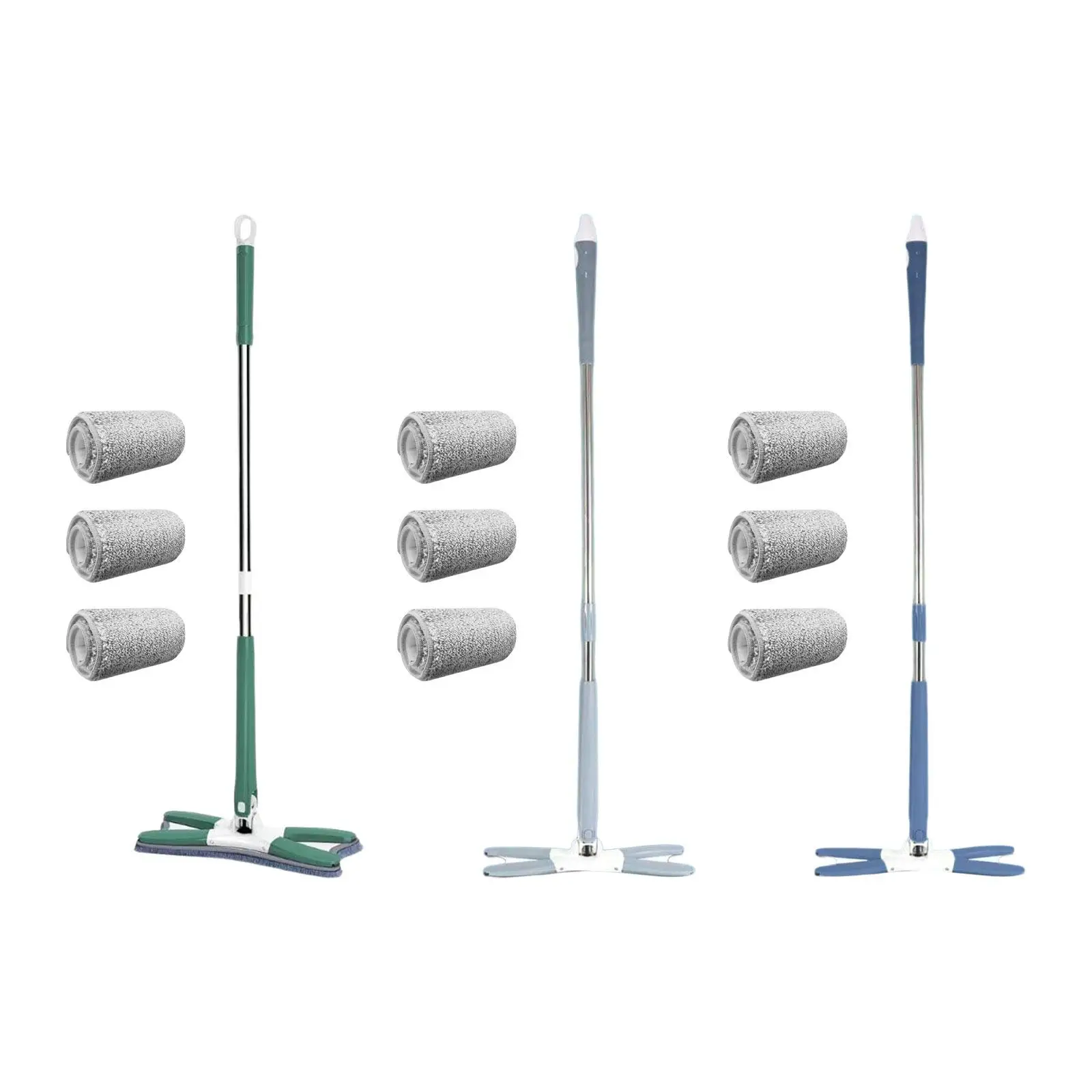 Wet and Dust Flat Mopping with Handle Mop and Reusable Microfiber Pads for Hardwood Vinyl Laminate Tile Floor Cleaning