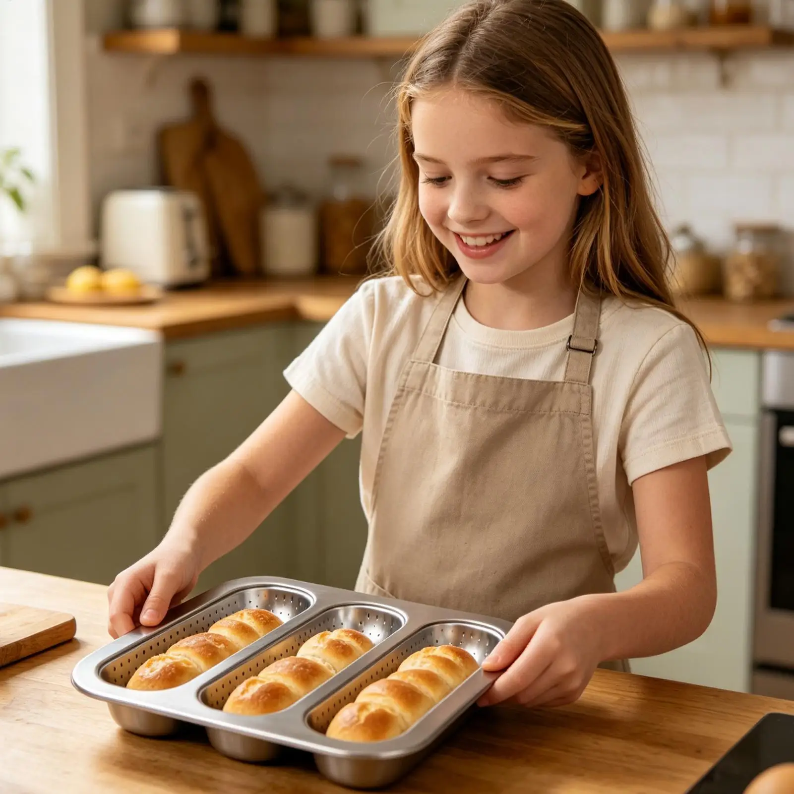 Baguette Pan 3-Cavity Non-Stick Perforated Baking Tray 2 Pieces Baguette Tray For Home Kitchen Outdoor Cooking Daily Making Meal