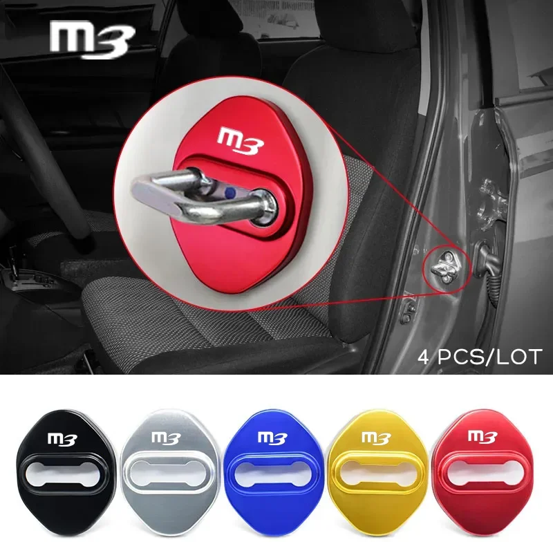 Car Styling Door Lock Protect Cover for Mazda 3 M3 Logo Buckle Anti-Collision Protective Covers Shock Absorbing Case Accessories