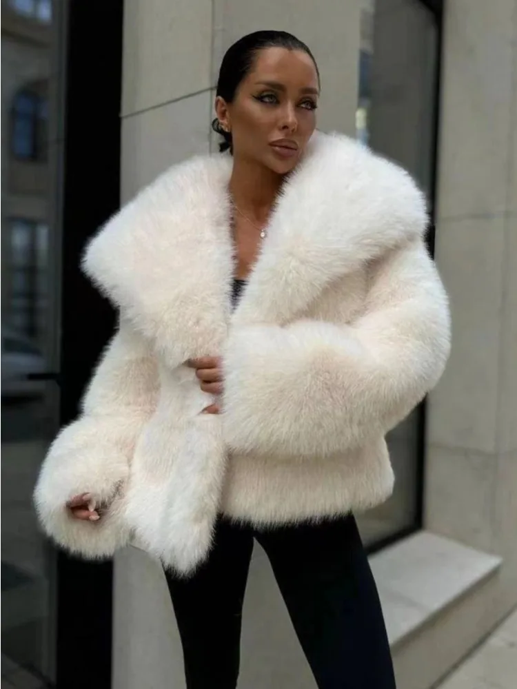LIinar New Thickened Fall Winter Fur Coat Fluffy Faux Fox Fur Coat for Women Loose-Fit High-Street Style Coat