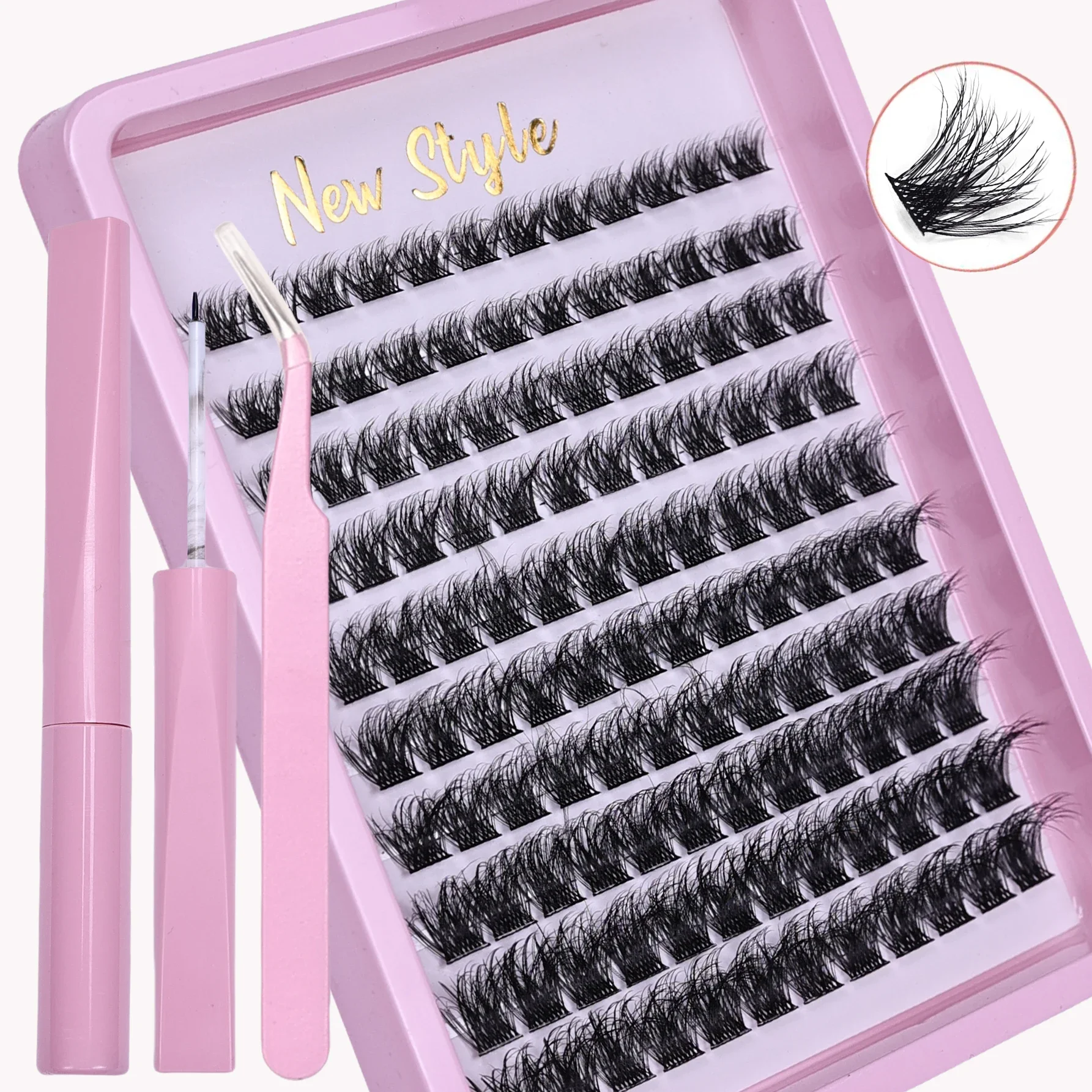 120 ชิ้น False Lash Extension ชุดกาวและ Sealant Lash แหนบ, ผสมความยาวกลุ่ม DIY Lash Extensions เครื่องมือแต่งหน้า Eye