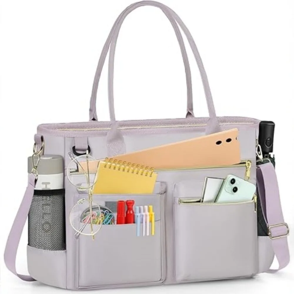 Multifunctional 15.6 Inch Laptop Bag Large Capacity Water-Resistant Work Tote Oxford Laptop Tote Commute Travel College