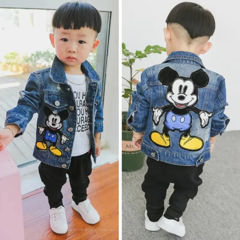 

New 2026 Autumn Mickey Mouse Cartoon Baby Boys Jacket Children Fashion Japanese Korean Style Cowboy Outerwear Coats Kids Clothes