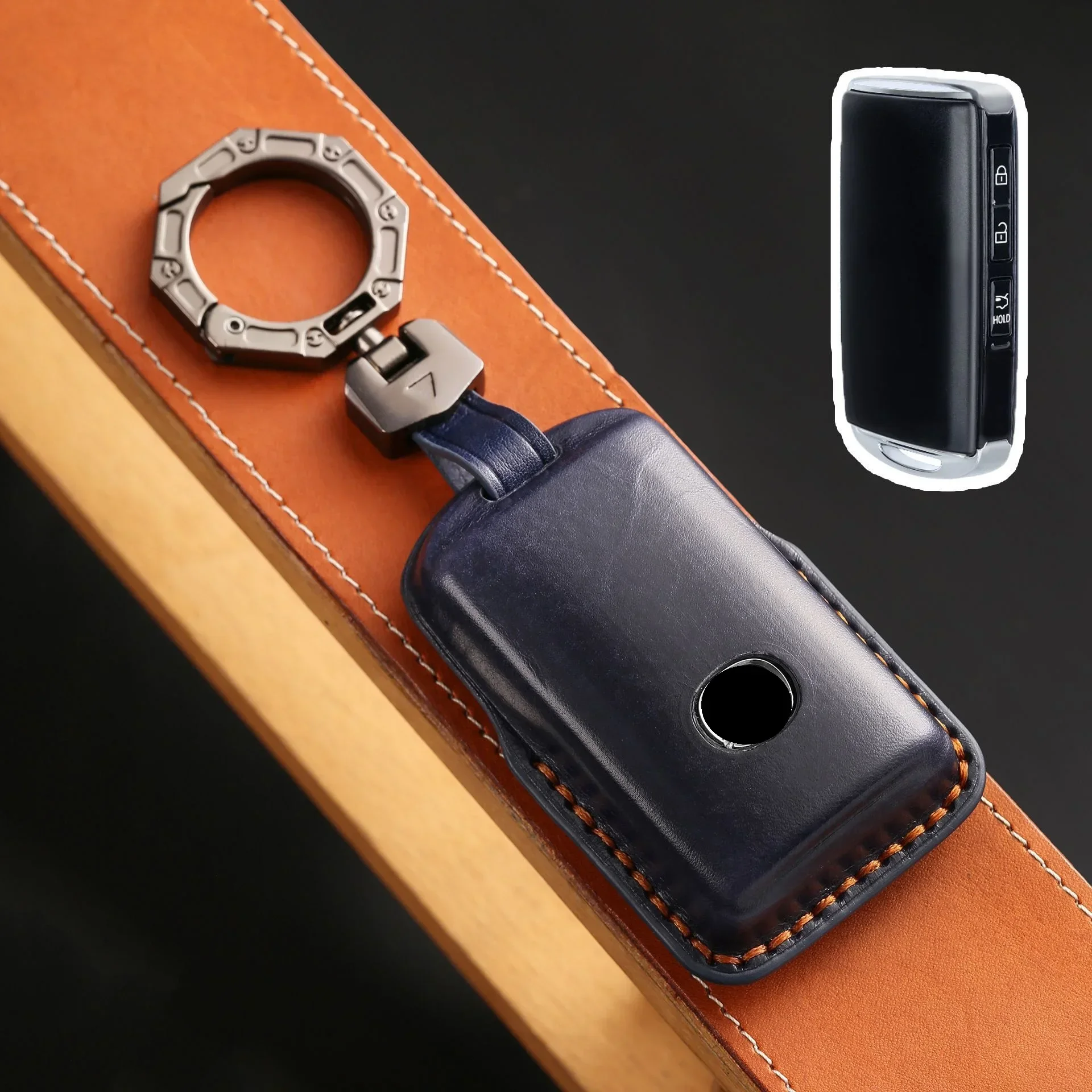 

1pc Genuine Leather Handmade Car Key Cover Key Case For Mazda 3 Alexa CX4 CX5 CX8 2019 2020 3Button Smart Remote Car Key