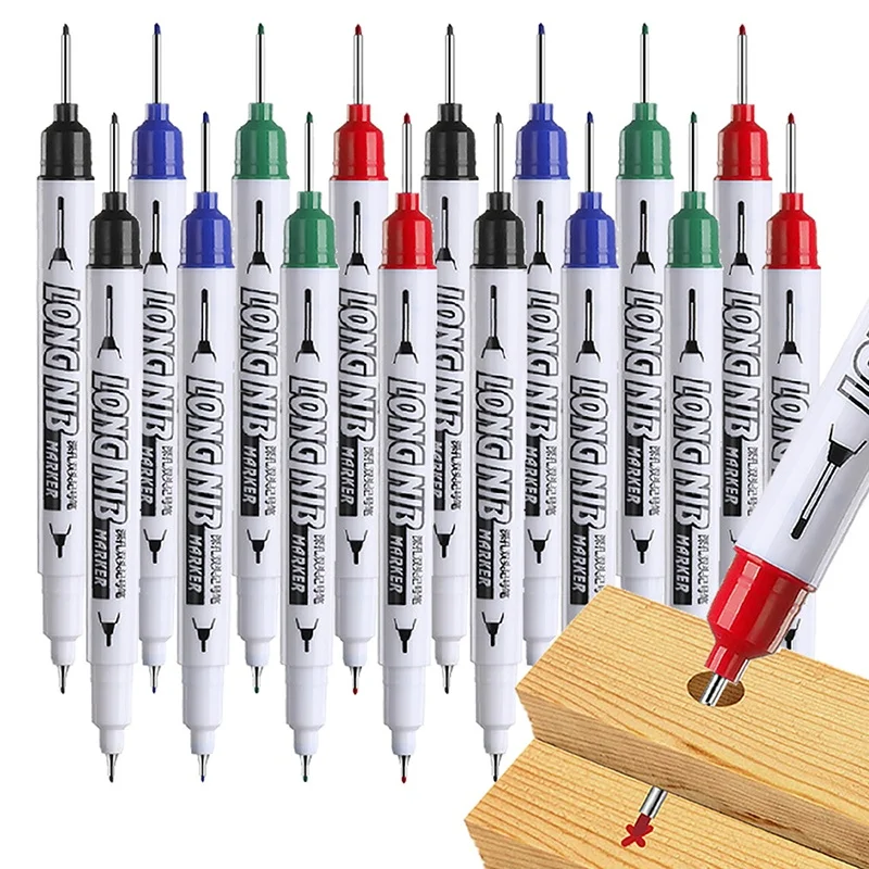 

10pcs 20mm Double-Tip Long Nib Head Markers For Metal Perforating Pen Waterproof Bathroom Woodworking Decoration Multi-Purpose