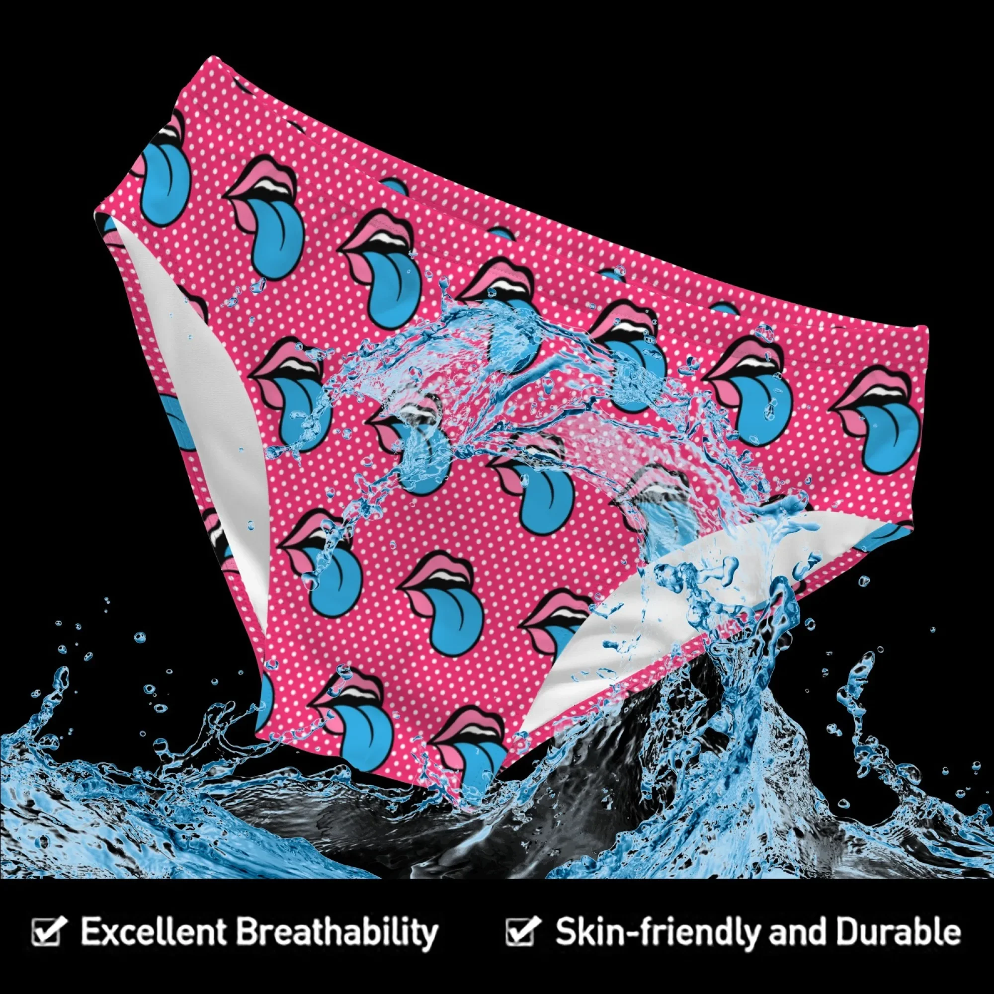 Polka Dot Red Lips Sexy Men's Swim Trunks Novelty Happy Beach Surf Shorts Comfortable Non-slip Men's Briefs Swimwear Pool Party