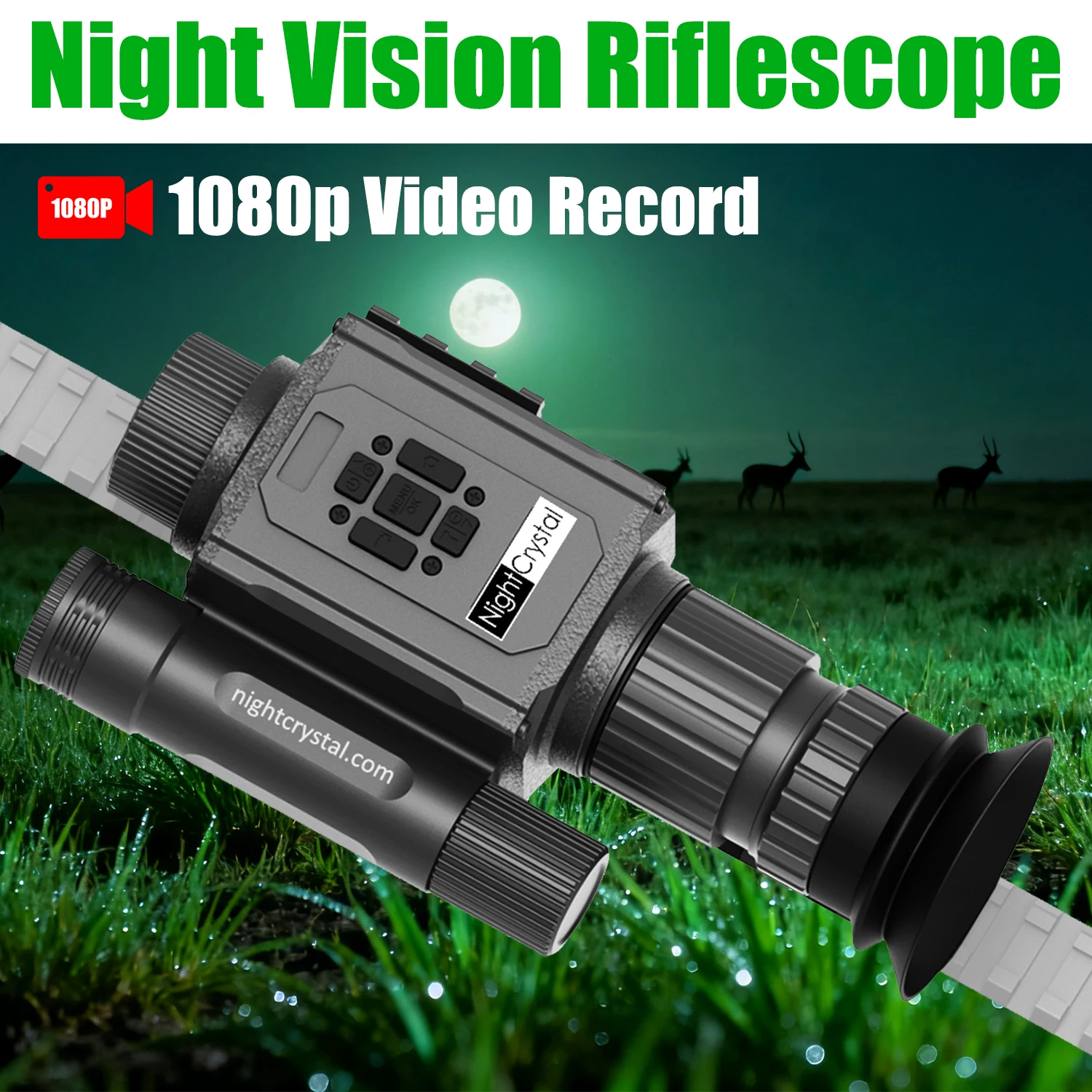 1080p Megaorei NK008 Plus NightCrystal M6A Night Vision Riflescope Hunting Camera with 21mm Picatinny Mount Non Thermal Scope