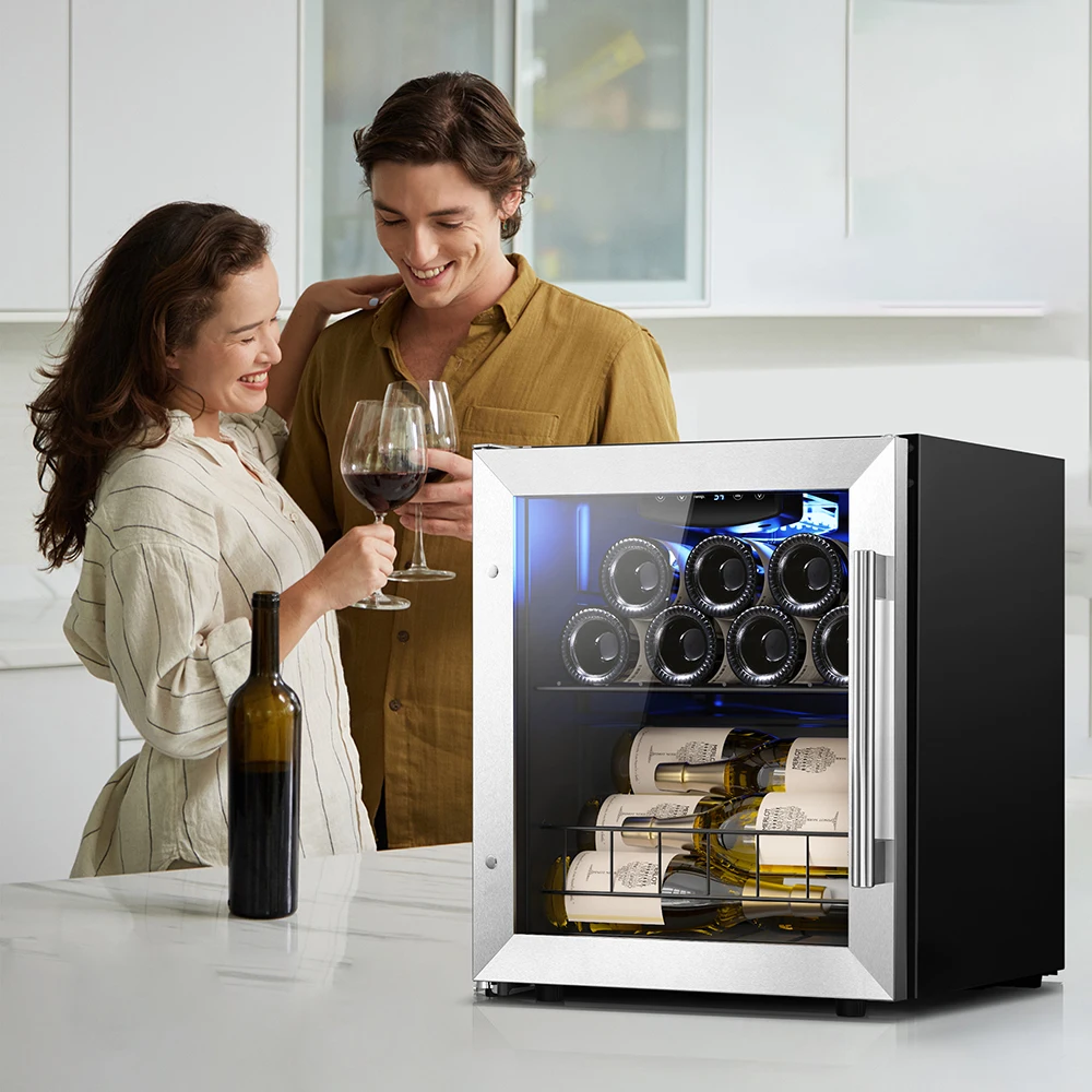 Yeego Refrigerador para Vino de 12 Botellas: Pequeño Refrigerador de Vino Independiente con Control Digital de Temperatura y Puerta de Vidrio UV, Ideal para el Hogar o el Dormitorio