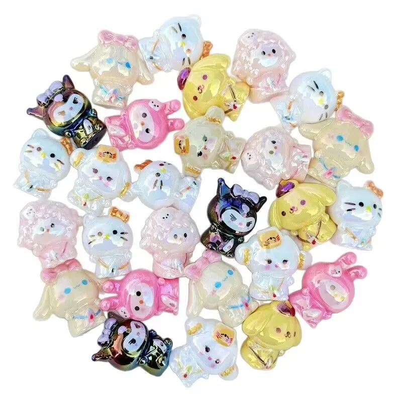 5PCS 26MM random mix hello kitty kuromi Cinnamoroll focal bead for pen keychain bookmark necklace DIY handmade material view 4