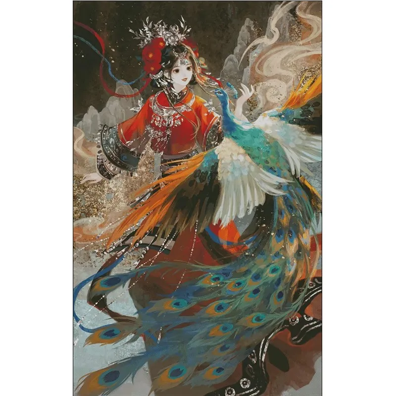 

Красота павлина 14CT 16CT печатный холст вышивка крестиком DIY набор китайский узор комплект домашнее рукоделие вышивка 190 цветов