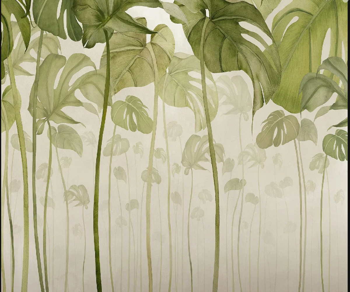Customized Size Mural Rainforest Plant Leaf Wallpaper Home Decoration Banana Leaf Palm Leaf Flower Wall Painting wallpaper