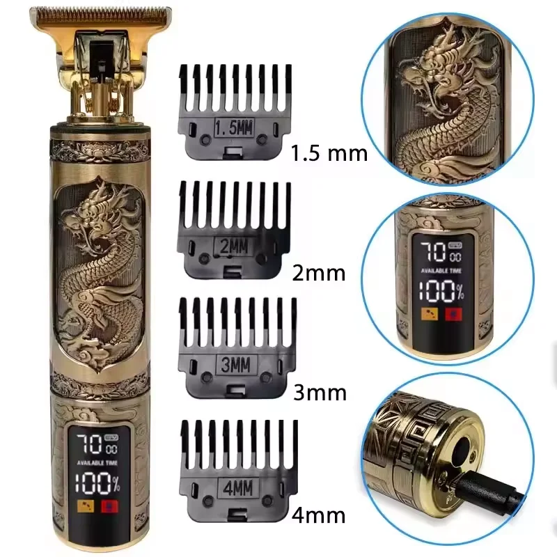 Vintage T9 Trimmer Lcd Hair Cutting Machine Professional Cordless Electric Beard Shaver T-blade Hair Trimmer