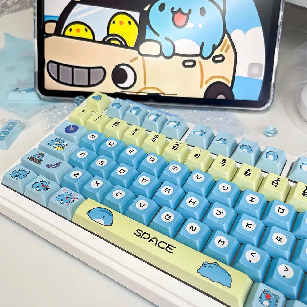 

Новый набор клавиш Capoo Theme, 120 клавиш, профиль Cherry, PBT, 5-сторонняя сублимационная печать, антибликовое покрытие, подходит для клавиатур 61-108 клавиш.