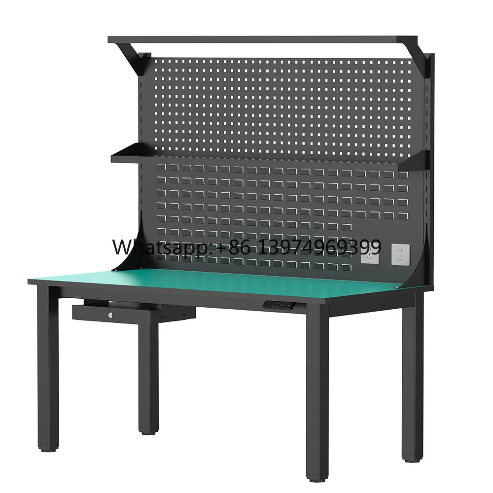 Motorized Standing Desk Workbench Heavy Duty Industrial Workbench Anti Static Workbench With Shelf-board