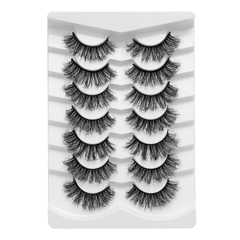 7 Pairs Cat Eye Eyelashes 3D Natural False Lashes D Curl Fluffy Soft Cross Manga Lashes Wispy Natural Eyelash Extension Makeup