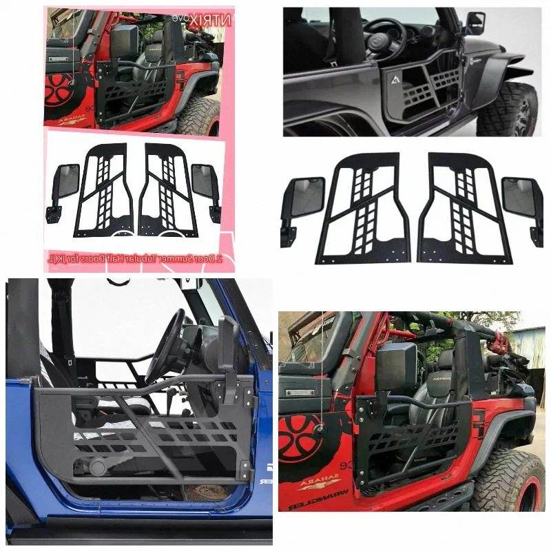 for 2 Door Summer Tubular Half Doors With 2 Side View Mirrors For Jeep Wrangler JK  JL 2007+ L206 NTRIX