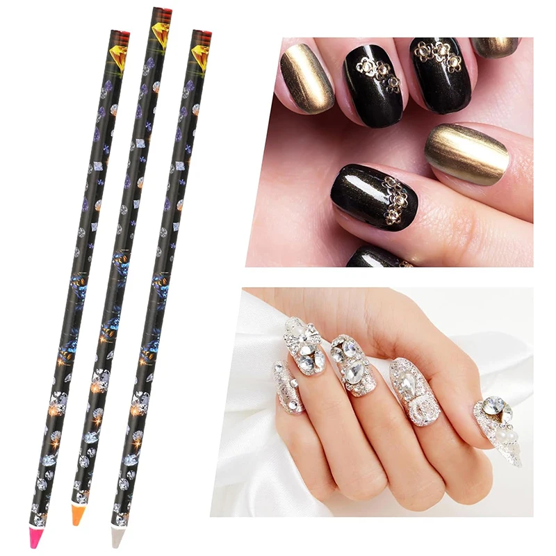 50Pcs Diamond Painting Pencil Rhinestone Picker Pen Nail Dot Wax Pen Self Adhesive Point Drill Resin Pens 5D Crystal Gem Pick Up