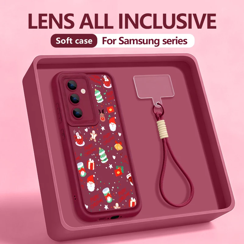 عيد الميلاد نمط الحبل الحال بالنسبة لسامسونج غالاكسي S25 S23 S22 S24 الترا S24 S25 FE A17 A56 A16 A55 A15 A36 A25 5G لينة غطاء من البولي يوريثان