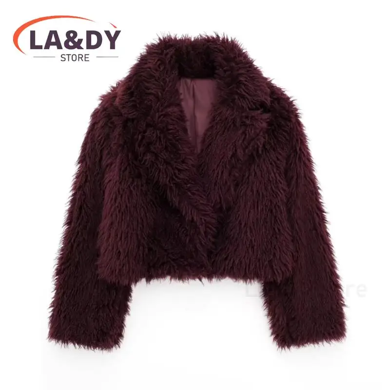 Faux Fur Coat Women 2024 Autumn Winter New Fashion Streetwear Long Sleeve Simple Short Jackets Outerwear Female Tops