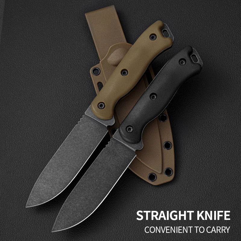 Outdoors Camping Straight Knife, Self-defense Knife, Survival Knife, Mountaineering, Exploration, Hunting Knife, with K Sheath