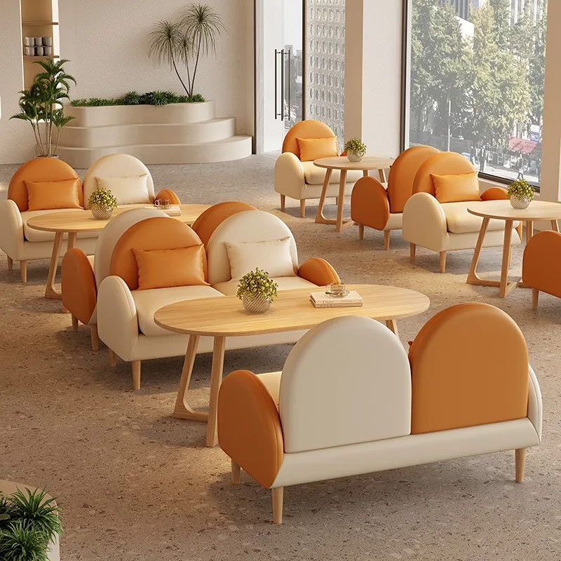 Custom. Internet Celebrity Cafe Baking Commercial Rest Area Negotiation Reception Clothing Store Booth Sofa Milk Tea Shop Table