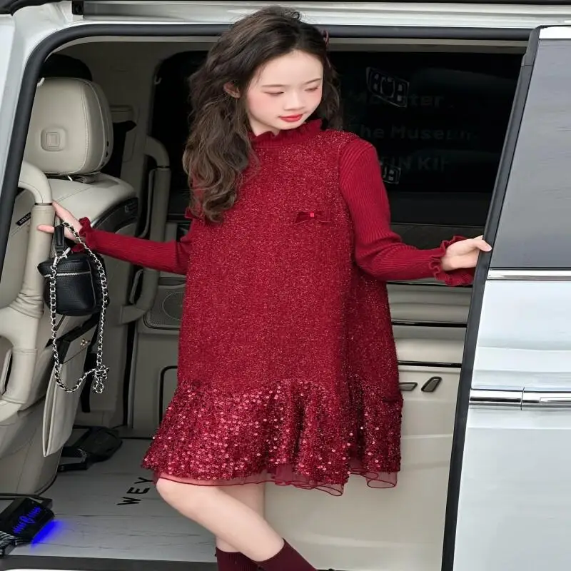 

Hot Fashion 2-Piece Set Children's Clothing Kawaii Casual Coat Girls' Padded Dress Winter Jackets Luxury Padding Coats Girl Kids