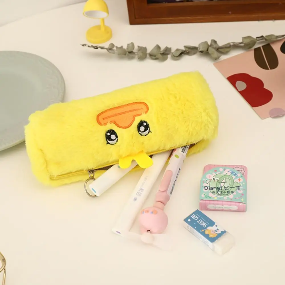 Fashion Plush Pencil Case INS Korean Cartoon Animal Stationery Storage Bag Large Capacity High Appearance Level School Supplies