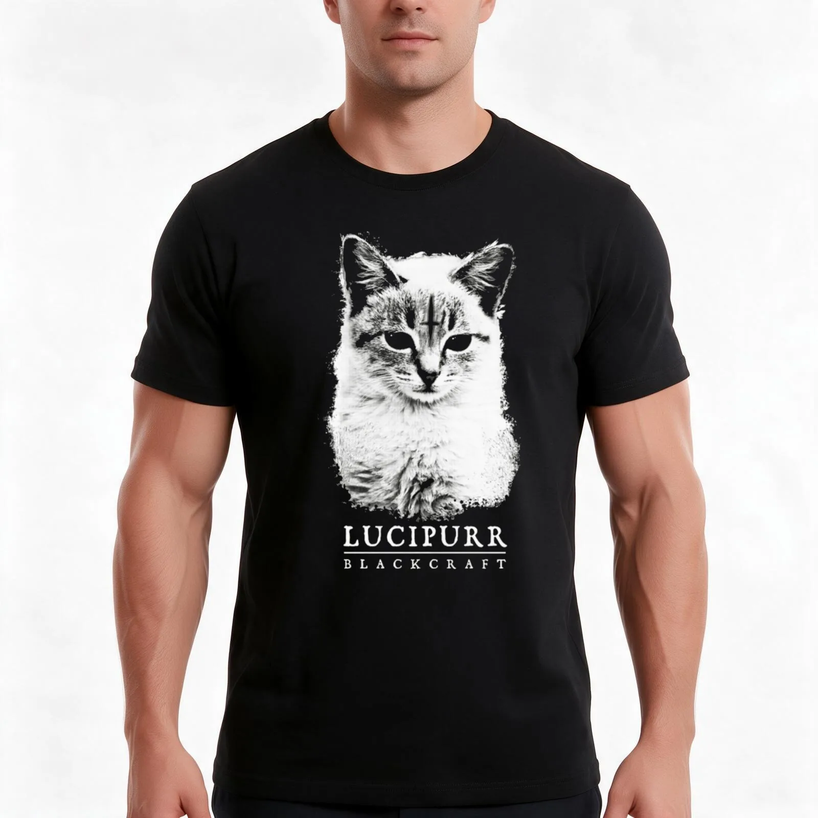 lucipurr T-Shirt, Summer Casual Cotton Tee, Oversized Streetwear Tops, Vintage Graphic Print, Loose Fit Short Sleeve