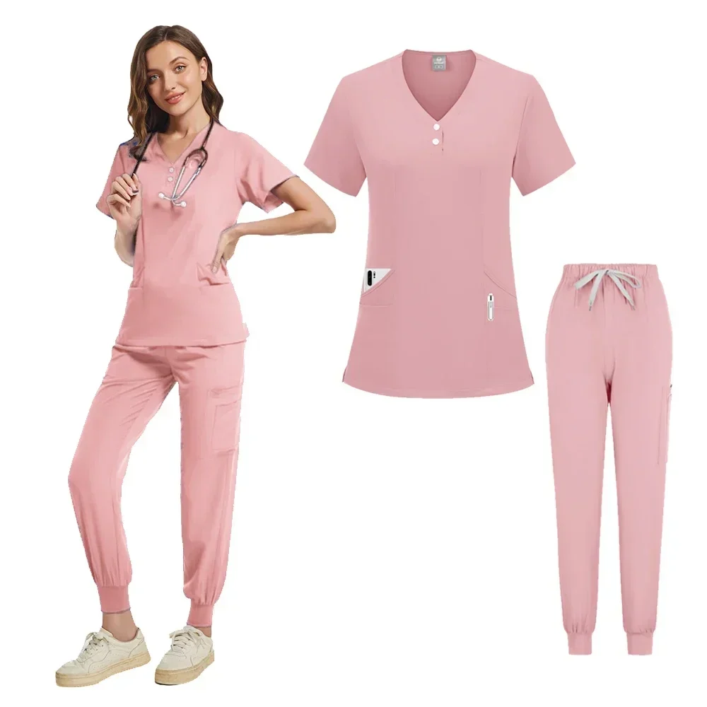 

Hot Sale Anti Wrinkle Washable Soft Fabric Dentist Nurse Scrubs Workwear Hospital Medical Scrub Uniform Women Jogger Scrubs Sets