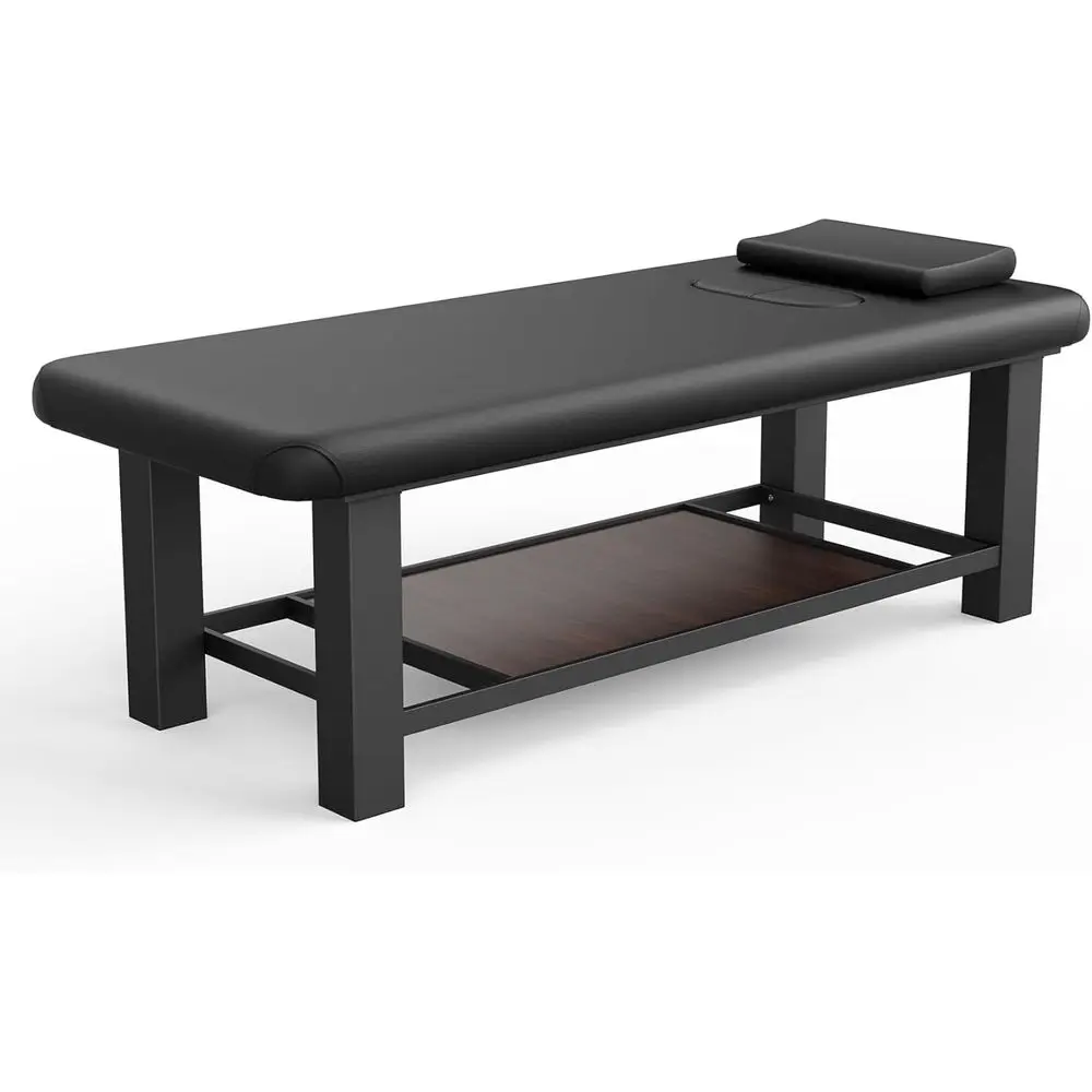 

Sturdy Black Leather Massage Table with Open Chest, 31.5W x 75.5L, 700lbs Capacity for Spa and Therapy