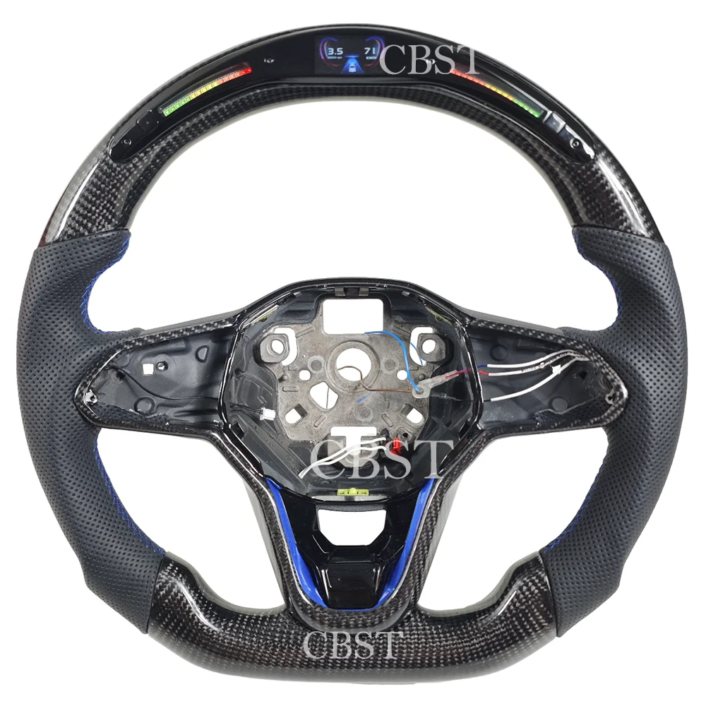 LED Carbon Steering Wheel with RPM Display for VW Golf MK7 MK7.5 MK8 MQB Platform Sport Design Plug & Play Gear Shift