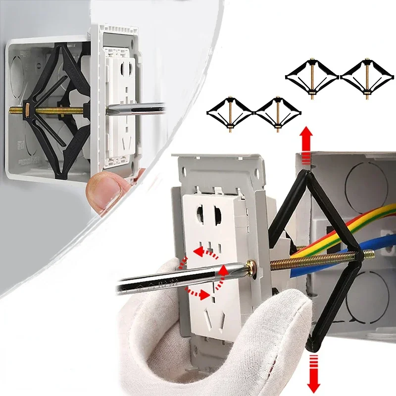 86mm Black Repair Box Switch Screw Plug Old Socket Replacement Wall Support Rod Included for Fixed Home Repair