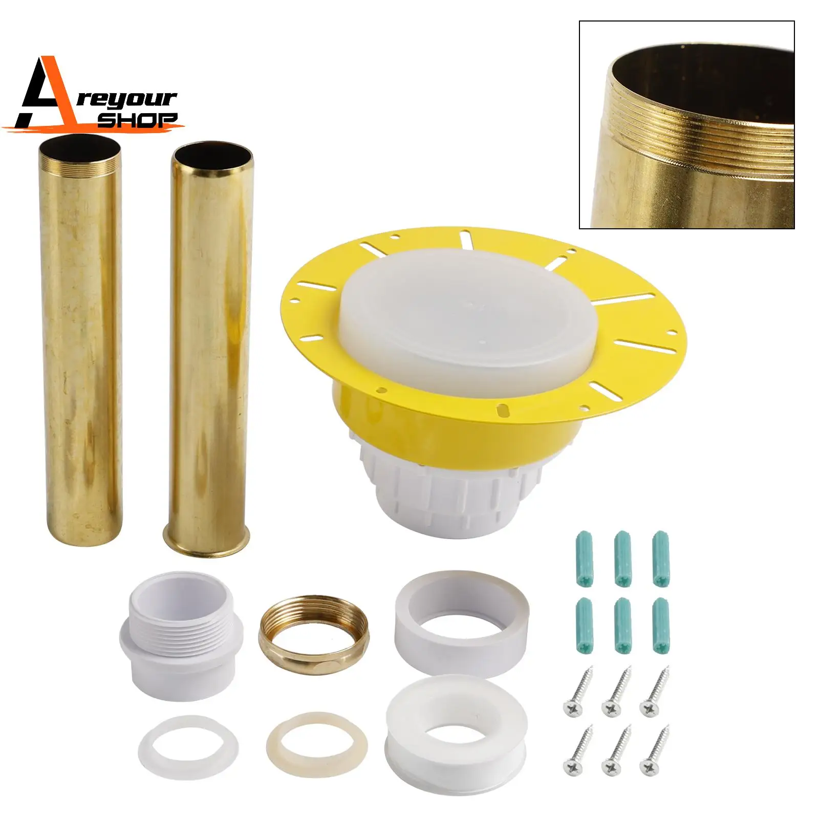 Installation Kit For Freestanding Bathtub With White PVC Pipe and Brass Pipes