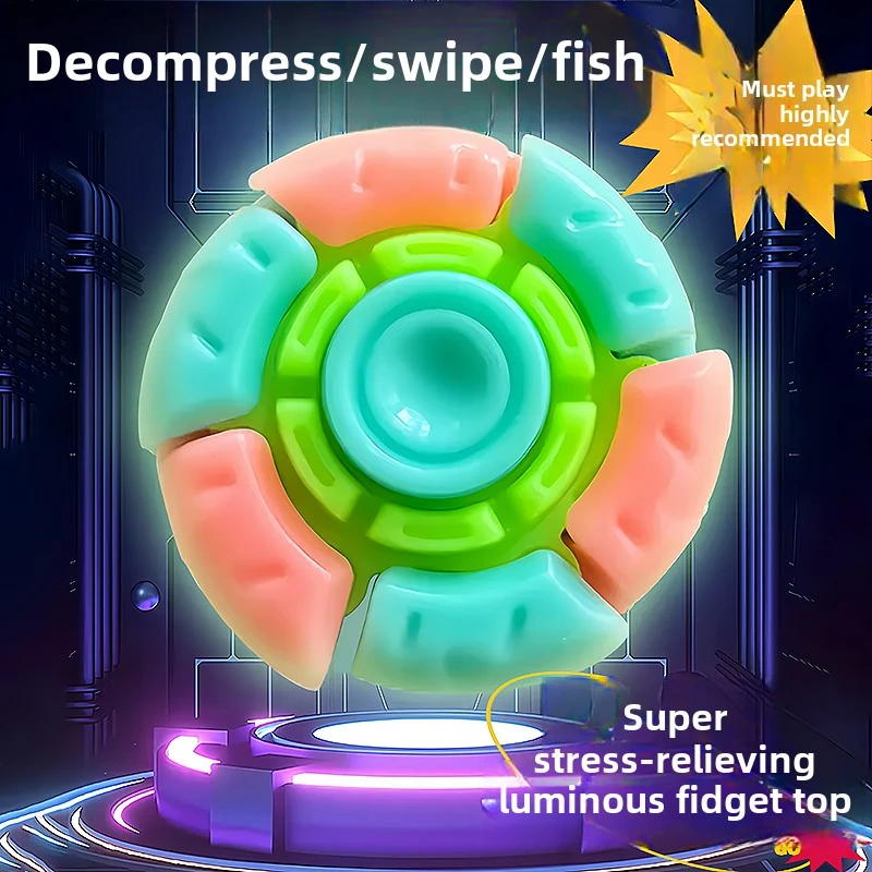 

Luminous radish fingertip gyro decompression toy explosive armor Cool creative deformation rotating Vibrato Hot Wheels