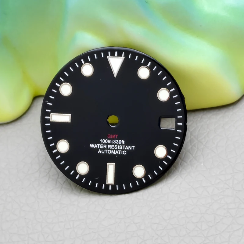 Mod NH36 Dia 28.5mm  Green Luminous Dial Fits NH35 NH36 4R35 4R36 7S26 Movement Crown at 3.0/3.8 Oclock Watch Dial Refit Parts