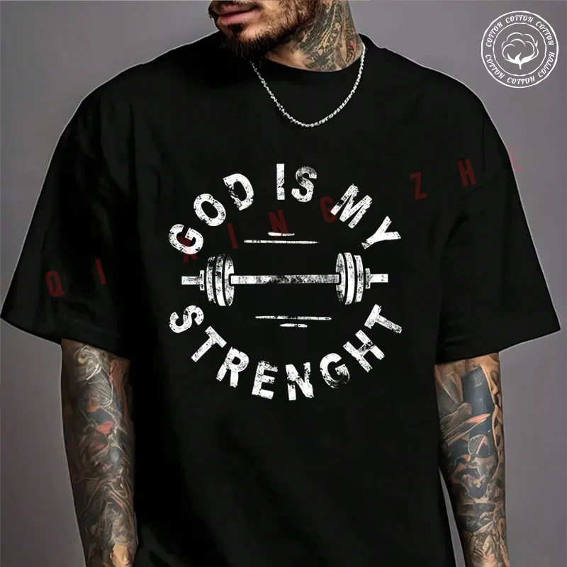 

Retro Weightlifting Print Motorcycle Cotton T-shirt Summer Casual Short Sleeved Basic TShirt Round Neck Unisex Tops