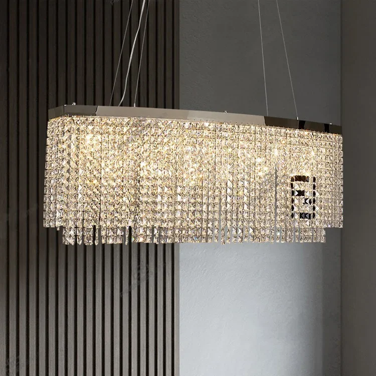 Rectangle crystal lamp luxury high-grade K9 crystal chandelier dining room light Egypt luxury Pendant Light ceiling light