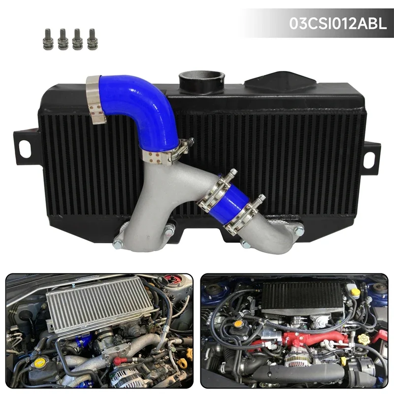 Top Mount Uprated Intercooler +Y Pipe Kit Fits For Subaru 02-07 WRX STI EJ20 EJ25 GD Black/Blue/Red