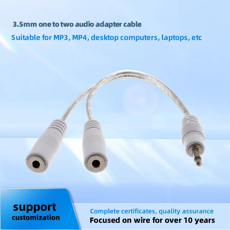 

3.5mm 1/2 headphone couple cable 3 audio splitter for mobile phones computers laptops, various audio equipment adapters