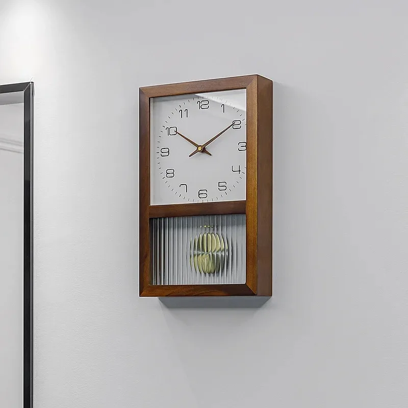 Oak Solid Wood Wall Clock Minimalist Living Room Hanging Watch Japanese Natural Wooden Silent Pendulum Clock for Home Decor