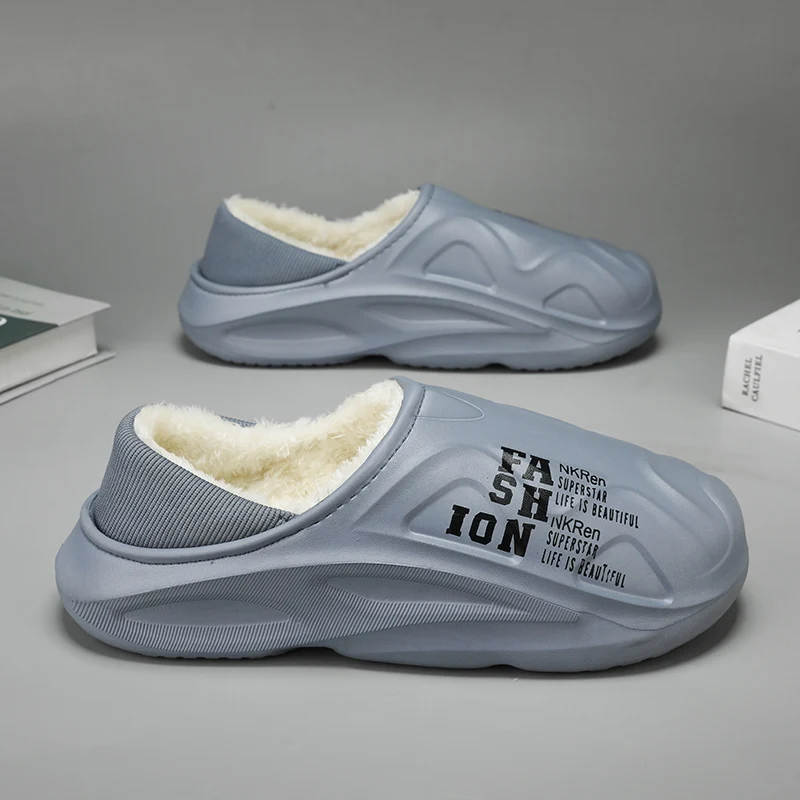 

Men's EVA Cotton Slippers Warm Anti-Slip Home oes Fall Winter New Sle Casual Wear-Resistant Youth Sport Leisure Pure Color