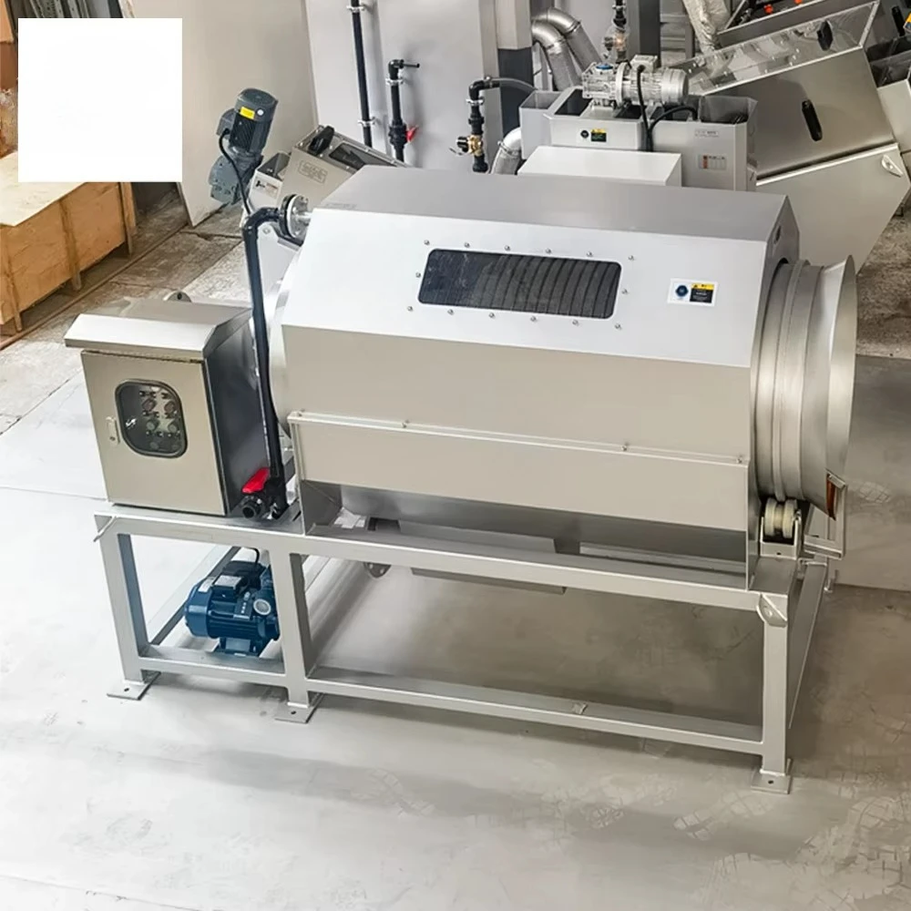 304 Stainless Steel PLC Motor Millimeter-grade Screen Mesh Automatic Water Rotary Drum Filter 25000L/H Filtering Solid