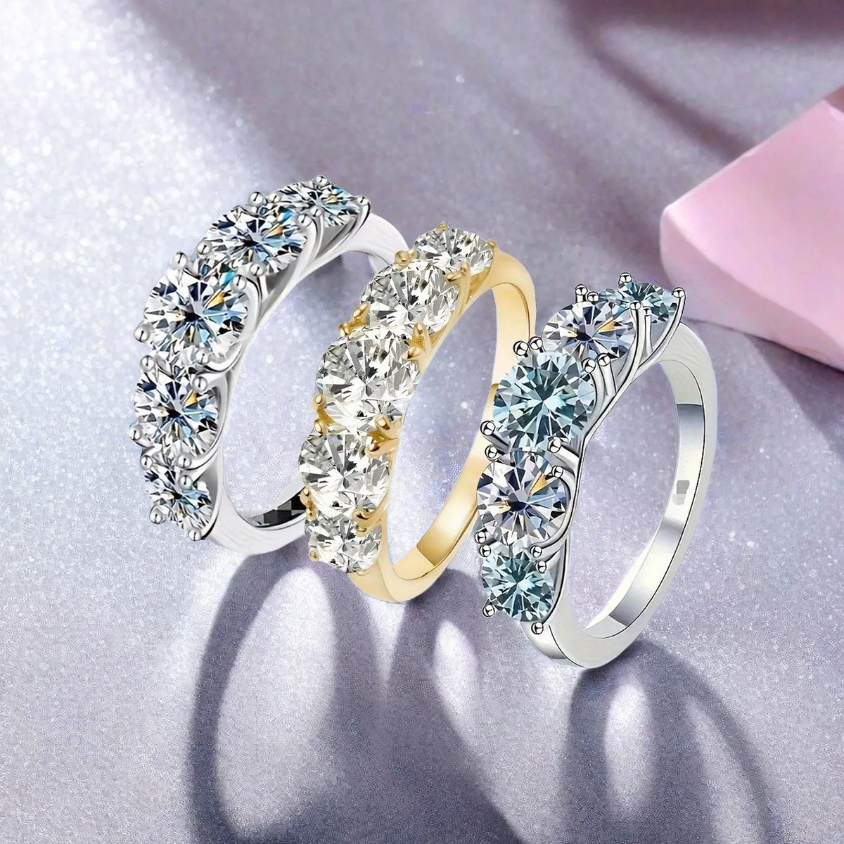 Wind-inspired floral ring for women crafted in copper with diamond-encrusted petal details available in gold silver or multicolo